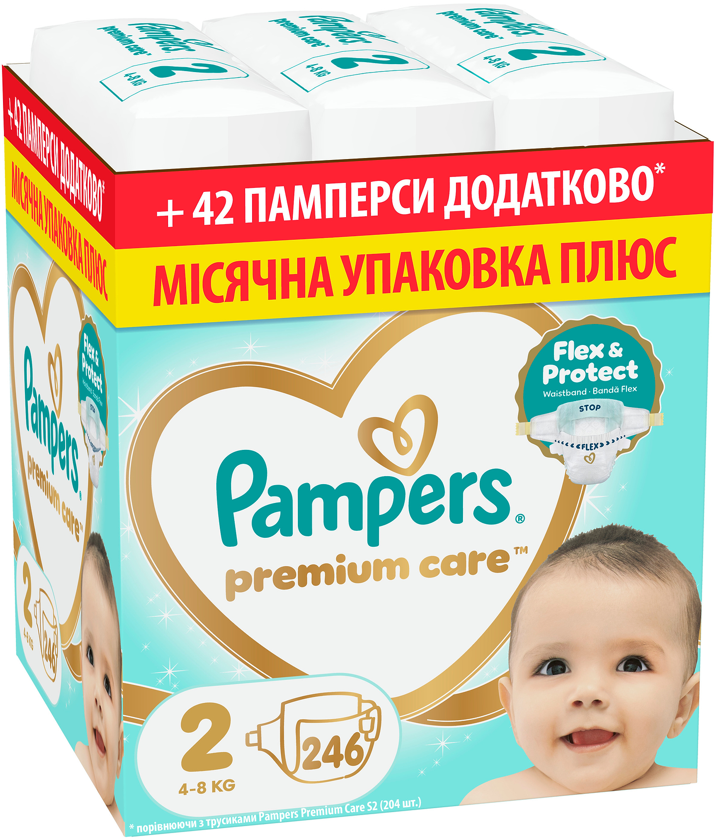 Одноразовые подгузники Pampers Premium Care Размер 2 (4-8 кг) 246 шт (80883541)
